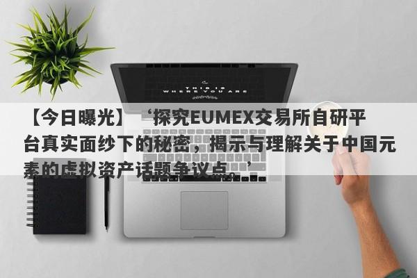 【今日曝光】‘探究EUMEX交易所自研平台真实面纱下的秘密，揭示与理解关于中国元素的虚拟资产话题争议点。’