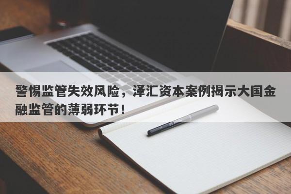 警惕监管失效风险，泽汇资本案例揭示大国金融监管的薄弱环节！